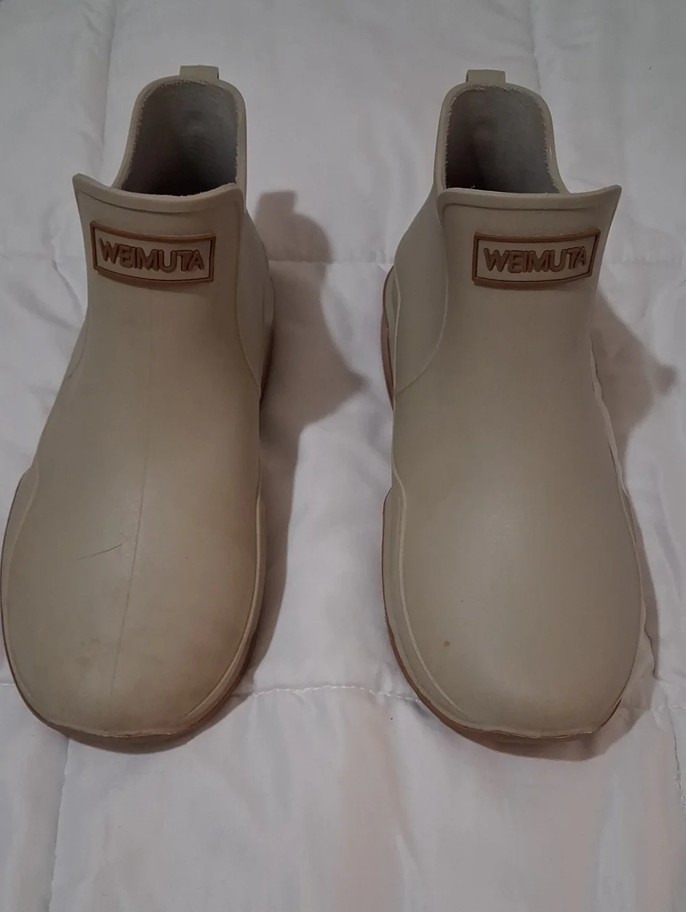 Wemuta Women's Pale Green And Brown Short Rain Boots 7.5